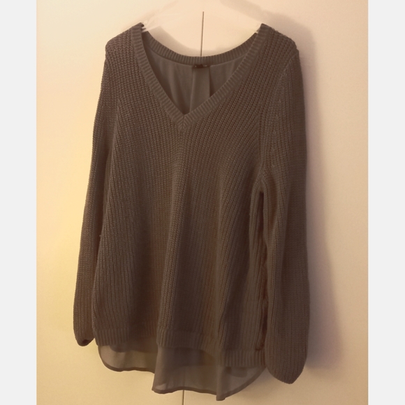 Gray Lace Up Back Knit Sweater Torrid - Picture 1 of 2